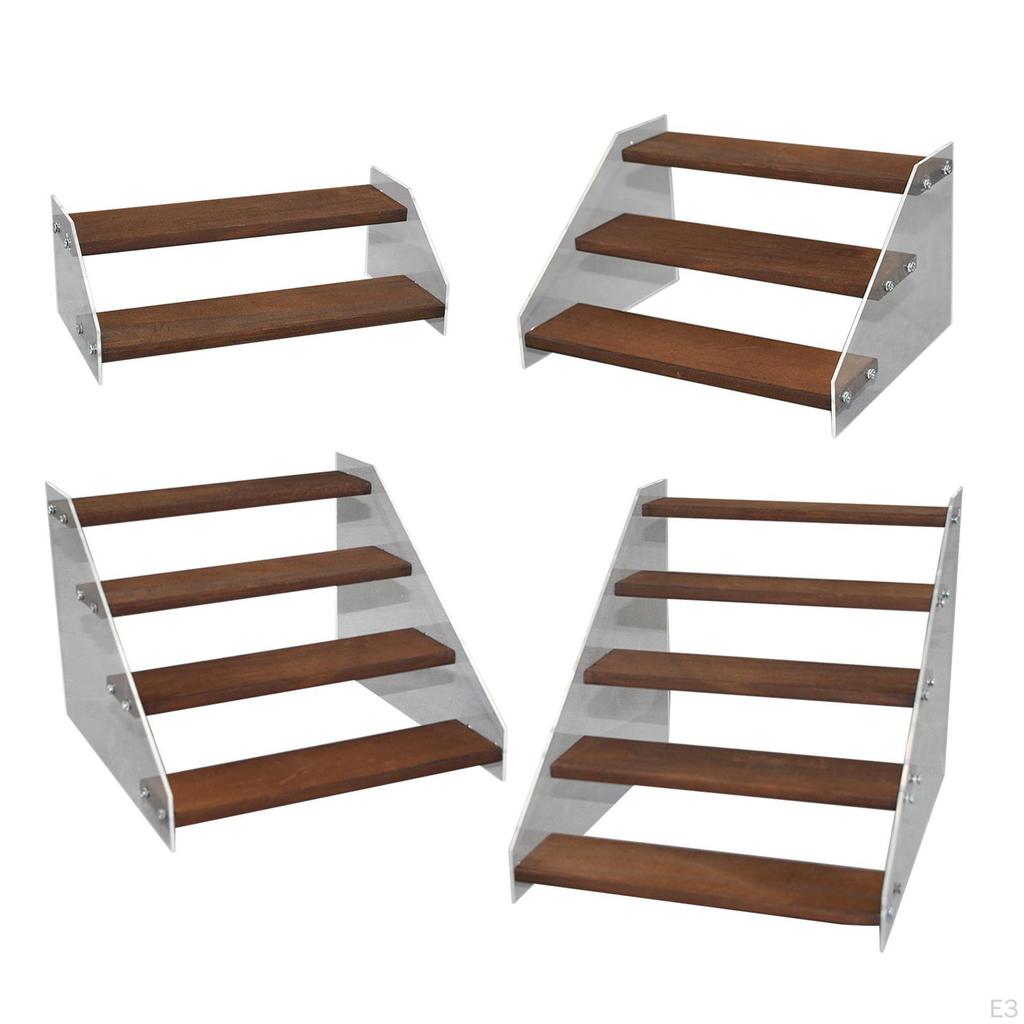 Acrylic Wood Display Stand Shelf 7.9inch Long Collection Organizer