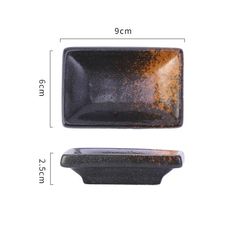 4Pcs Ceramic Rectangle Small Sauce Dish Japanese Style Flavoring Sushi Mustard Plate Soy Sauce Cherry Blossom Pepper Tray Home