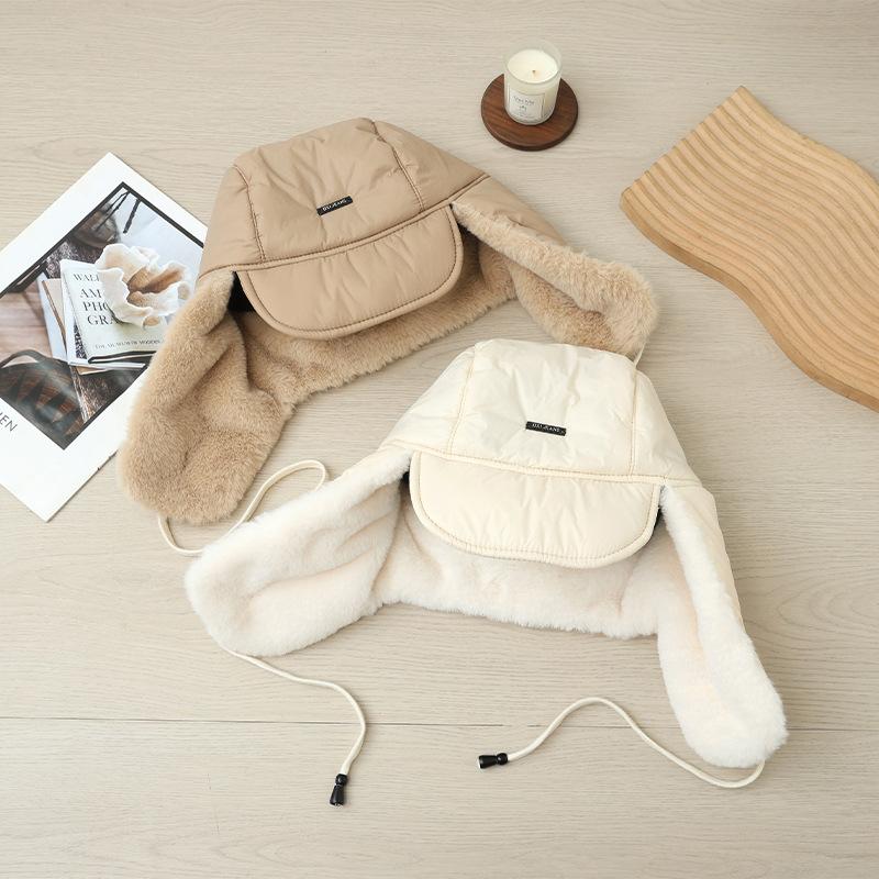 New Winter Retro Plush Lei Feng Hat Outdoor Cycling Windproof and Warm Hat Versatile Plush Northeast Ear Protection Cotton Hat