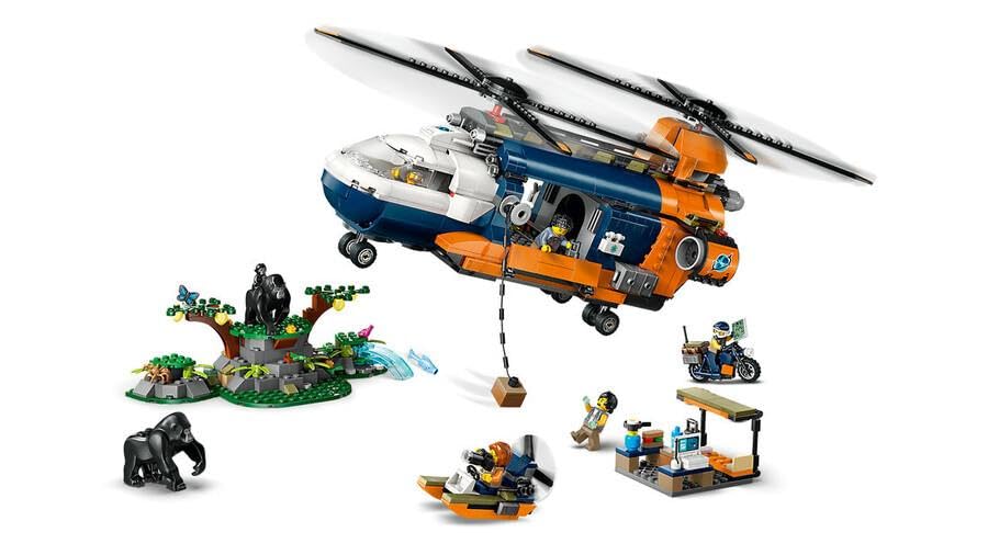 LEGO City Jungle Exploration Base Camp Helicopter Toy Toy Present Birthday Block Christmas Boys Girls Children 8 Years Old 9 Years Old 10 Years Old
