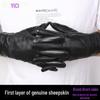Unisex Sheepskin Leather Motorcycle Gloves with Velvet Lining for Winter Warmth