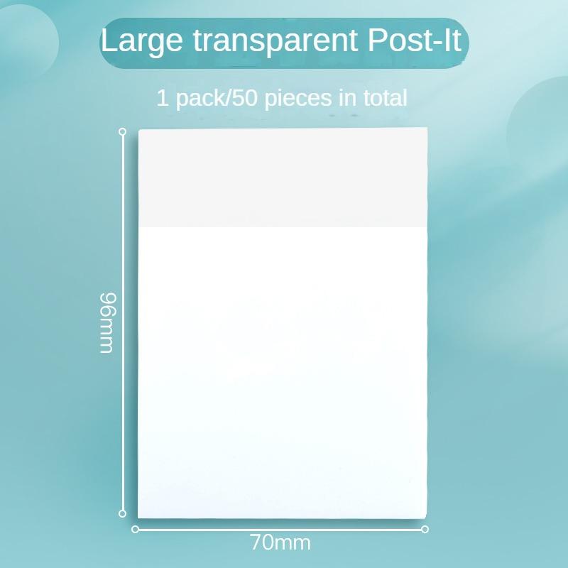 50 Sheets Transparent PET Sticky Note Students Memo School Office Supplies  Marks Sticker Waterproof