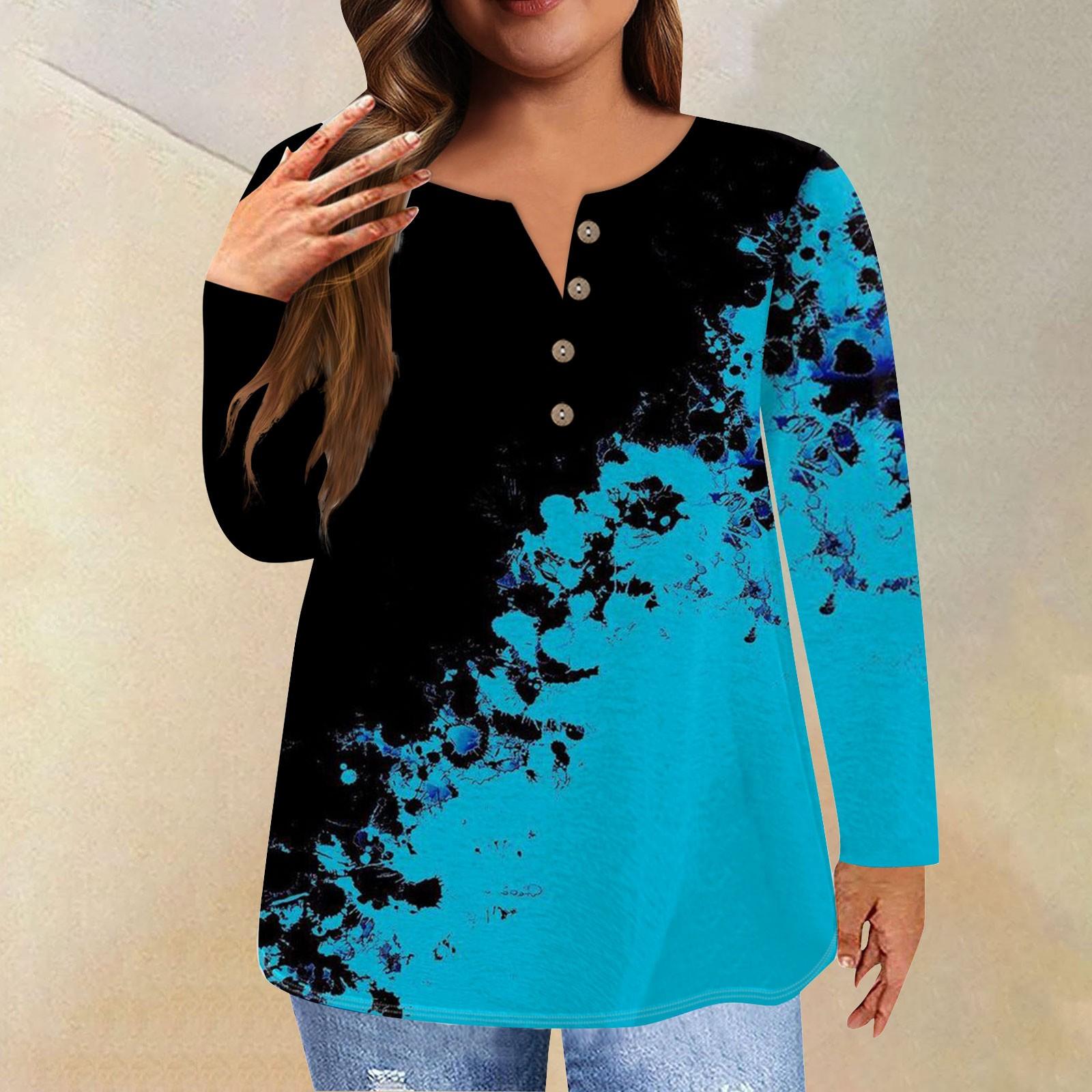 

Женская модная новая футболка с воротником на пуговицах больших размеров, повседневные топы с длинными рукавами и цветочным принтом XXXL
