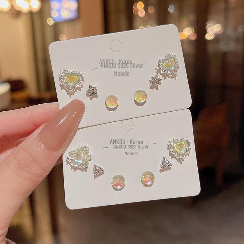 S925 Silver Needle Dreamy Diamond Star Love Earrings - Trendy, Fresh Fairy Style