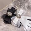 Black Memorial Black Bowknot Brooches Crystal Rhinestone Bow Tie Brooches  Dress Coat Accessories