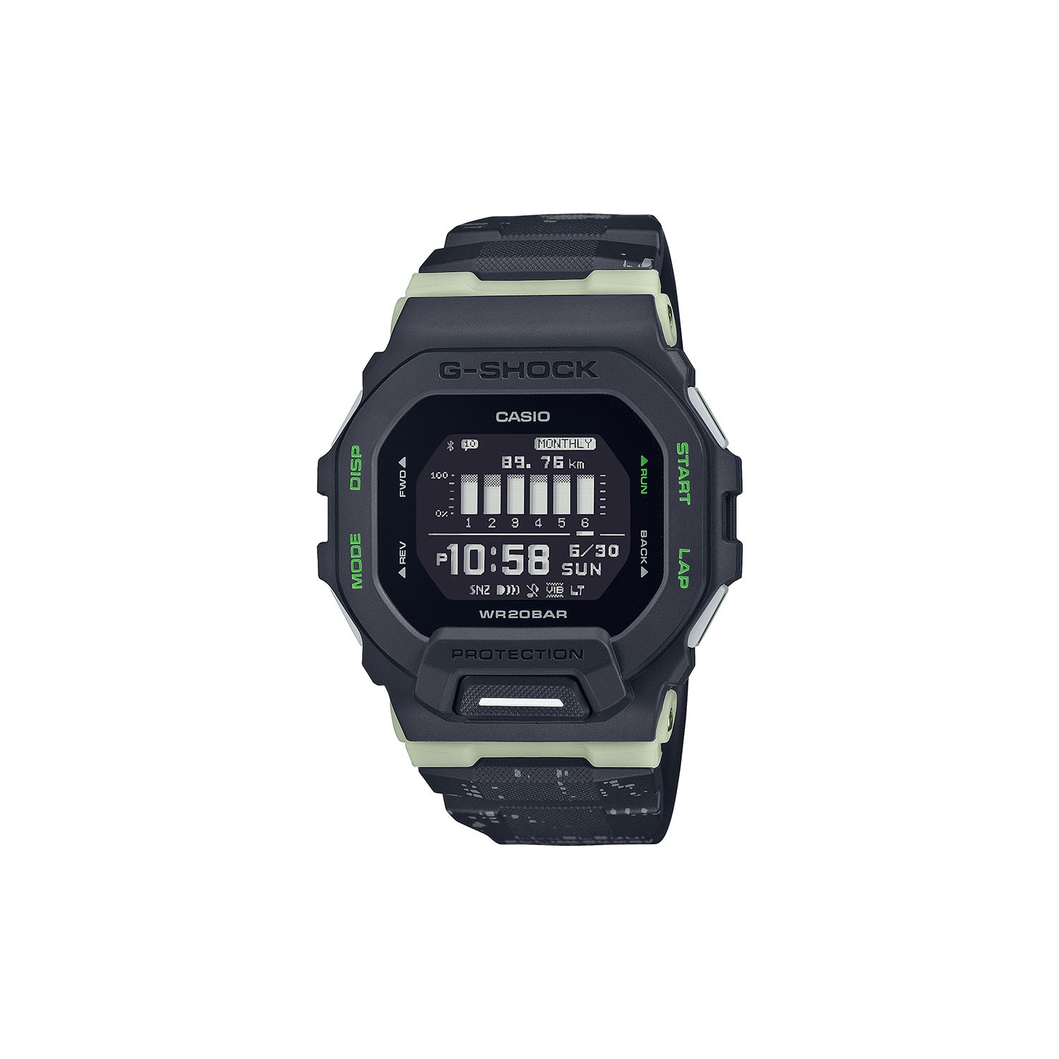 

Casio G-Squad Series City Night Run Bluetooth Step Tracker Smart Training Monitor LED Light Quartz Movement Resin Strap Watch GBD-200LM-1PRT GBD-200LM-1PRT