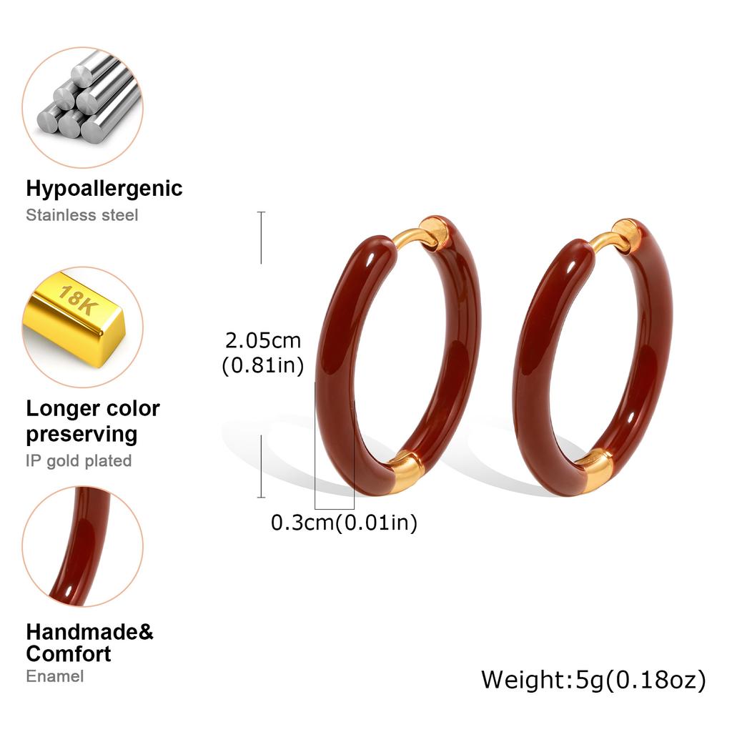 Colorful Enamel Hoop Earrings for Women Girls, Stainless Steel Small Circle Huggie Earrings, Fashion Piercing Ear Jewelry Gift