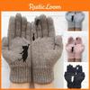 Cozy Cat And Fish Print Knitted Gloves For Women Perfect For Winter Warmth