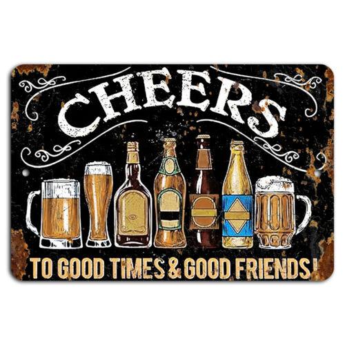 Cheers to Good Times and Good Friends Rustic Bar Man Cave SignAluminum 20x30cm（7.8x11.8inch）