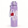 1PC Love Doodle Heart Letter 750ml Color Plastic Sports Water Bottle Leakproof Flip Straw Lid Suitable for Sports Office Home Use