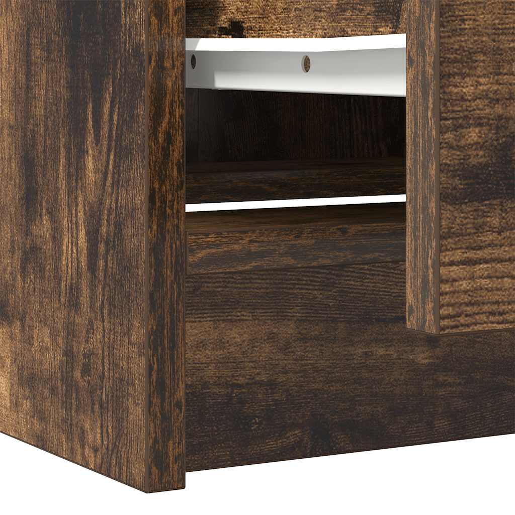 TV Stand Smoked Oak Finish 40 X 35 X 54 Cm Engineered Wood