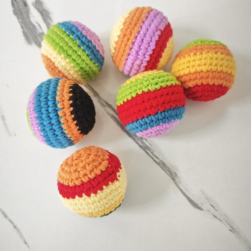 Handmade Knitted Hacky Sack, Upgraded Crochet Footbag Juggling Balls, Geometric Pattern for Adults Beginners