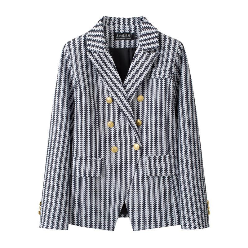 Blazer a tinta unita e a quadri da donna, Giacca da completo in misto cotone poliestere stile urbano, Blazer da pendolare per l'ufficio