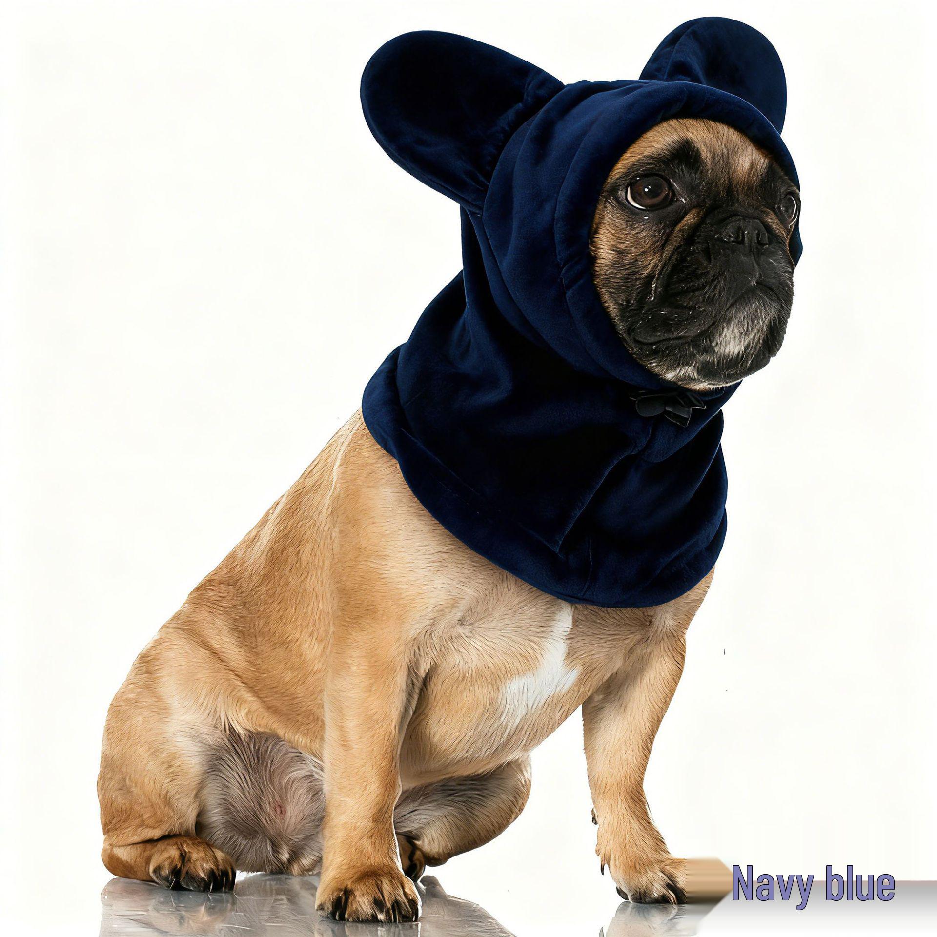 

2026 Windproof Dog Hood: Warm Winter Hat & Calming Neck Gaiter Medium Темно-синій