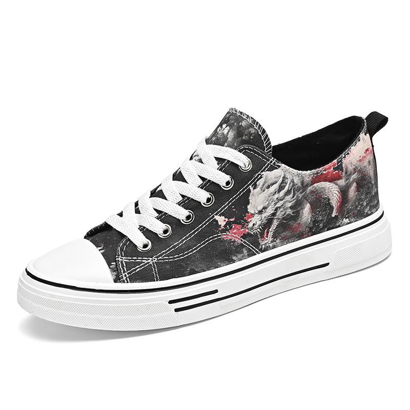 

Туфли из парусины «Новый год дракона» в китайском стиле с росписью тушью, модная обувь для отдыха, универсальная студенческая обувь на все времена года 44 чёрный