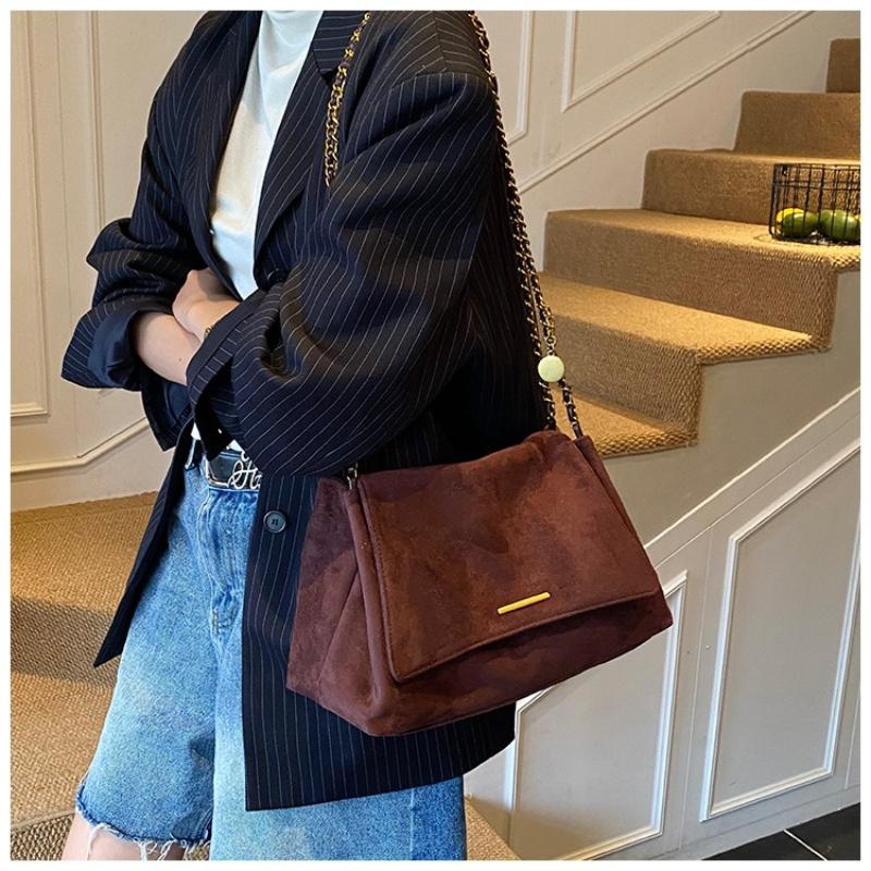 1 Pezzo Borsa Messenger di Moda di Nicchia da Donna Autunno e Inverno 2025 Nuova Borsa a Spalla Sotto Braccio con Catena Stile Straniero in Camoscio Versatile a Spalla Singola Messenger