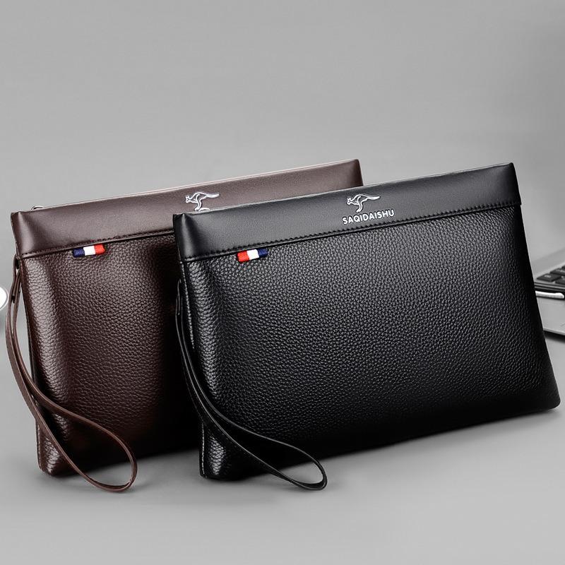 Men's Genuine Leather Underarm Mobile Phone Bag Clutch Bag Business Commuter Long Wallet First Layer Cowhide Bag