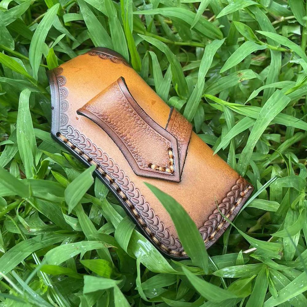 13.5 CM High-quality Cowhide Folding Knife Holder Scabbard Universal Knife Cover Leather Sheath with  Camping Knife Holsters