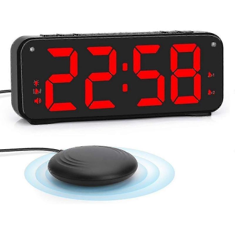 Sveglia Rumorosa per Dormitori Profondi Adulti, Sveglia Doppia con Vibratore da Letto, per Camere da Letto, Grande 6,5 Pollici - JA