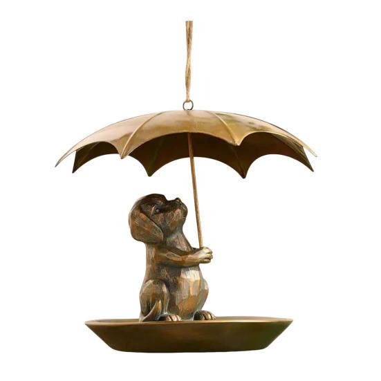 Animal Hummingbird Feeder with Umbrella Squirrel/Cat/Dog Holding Umbrella Birds Feeder Metal Hummingbird