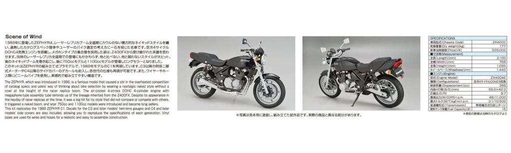 1/12 The Bike Series No. 13 1989 Kawasaki ZR400C ZEPHYR Plastic Model Kit
