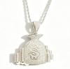 European and American Hip Hop Beauty Money Bag Necklace Copper Set Zircon Dollar Symbol Pendant Trendy Brand Personalized Men's Necklace Accessories