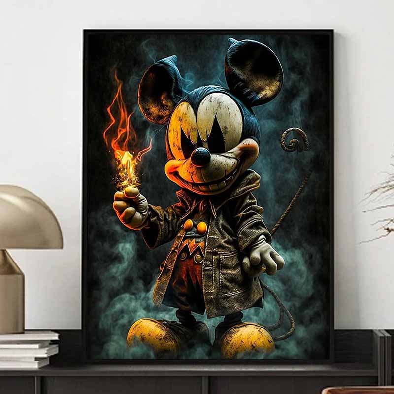 Disney Diamond Painting Steampunk Style Mickey Mouse Illustration 5D DIY Rhinestone Diamond Embroidery Crossstitch, Home and Wedding Decorations