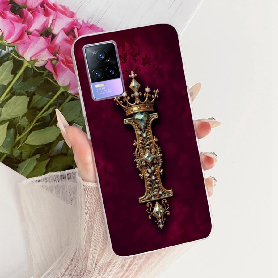 For Vivo V21e V2061 Y73 2021 Case Initial Letter Silicone Protective Soft Back Cover Case For VivoV21e 5G Case V2055 Phone Funda