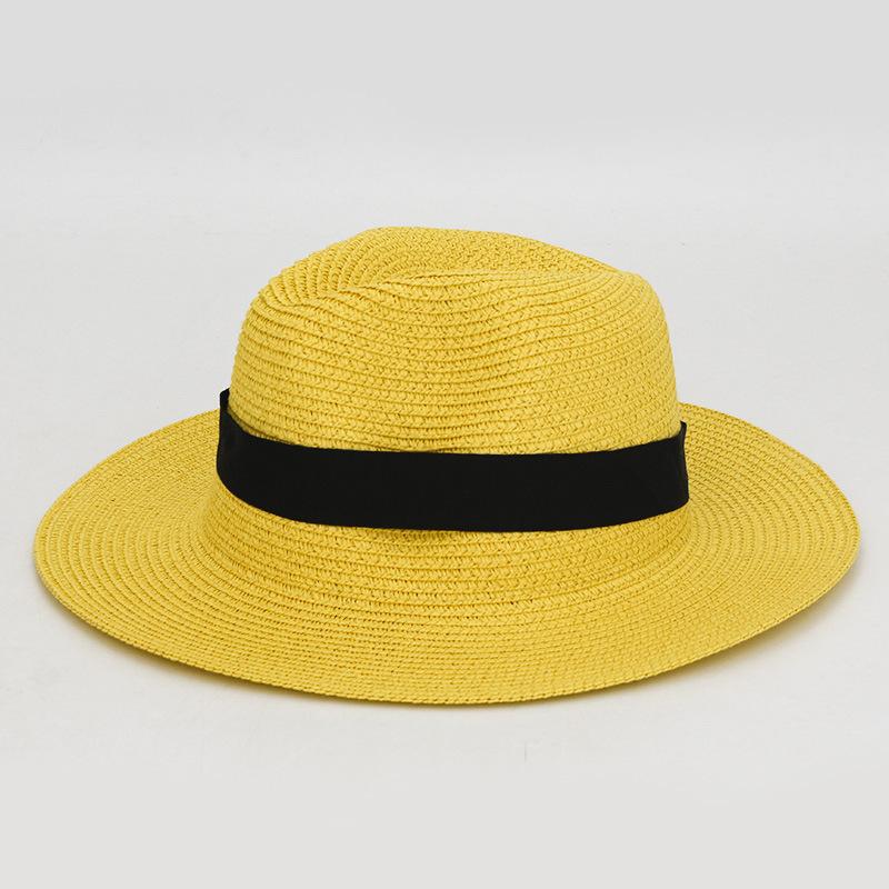 Hot-selling British Beach Hat Straw Hat Foldable Brim Top Hat Women's Vacation Sun Hat Breathable Sunscreen Hat