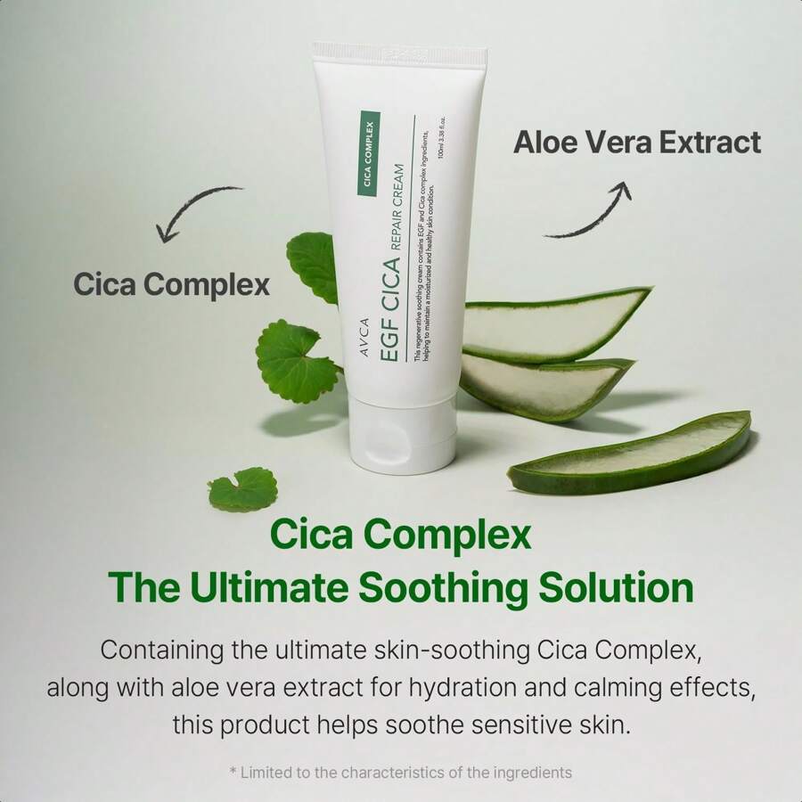 AVCA EGF Cica Repair Cream 100ml For Sensitive Skin, Redness Relief, And Hydration