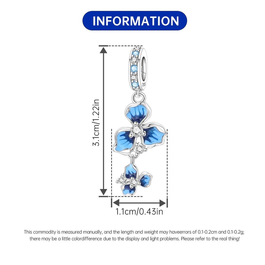 Copper Blue Iris Flower Pendants Original Bracelet Charms Jewelry Party Beads Diy Trendy Gifts