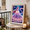 Rapunzel Series Pearl Effect Frameless Art | Long Hair & Flowing Gradient Gown Accents | Dreamy Art Decor for Modern Home & Gallery