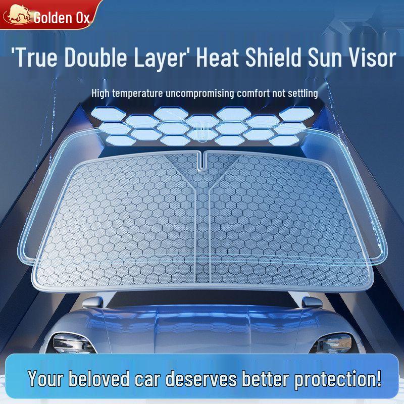 Graphene Double-Layer Car Sunshade: Heat Insulation Windshield Visor with Cool Fabric