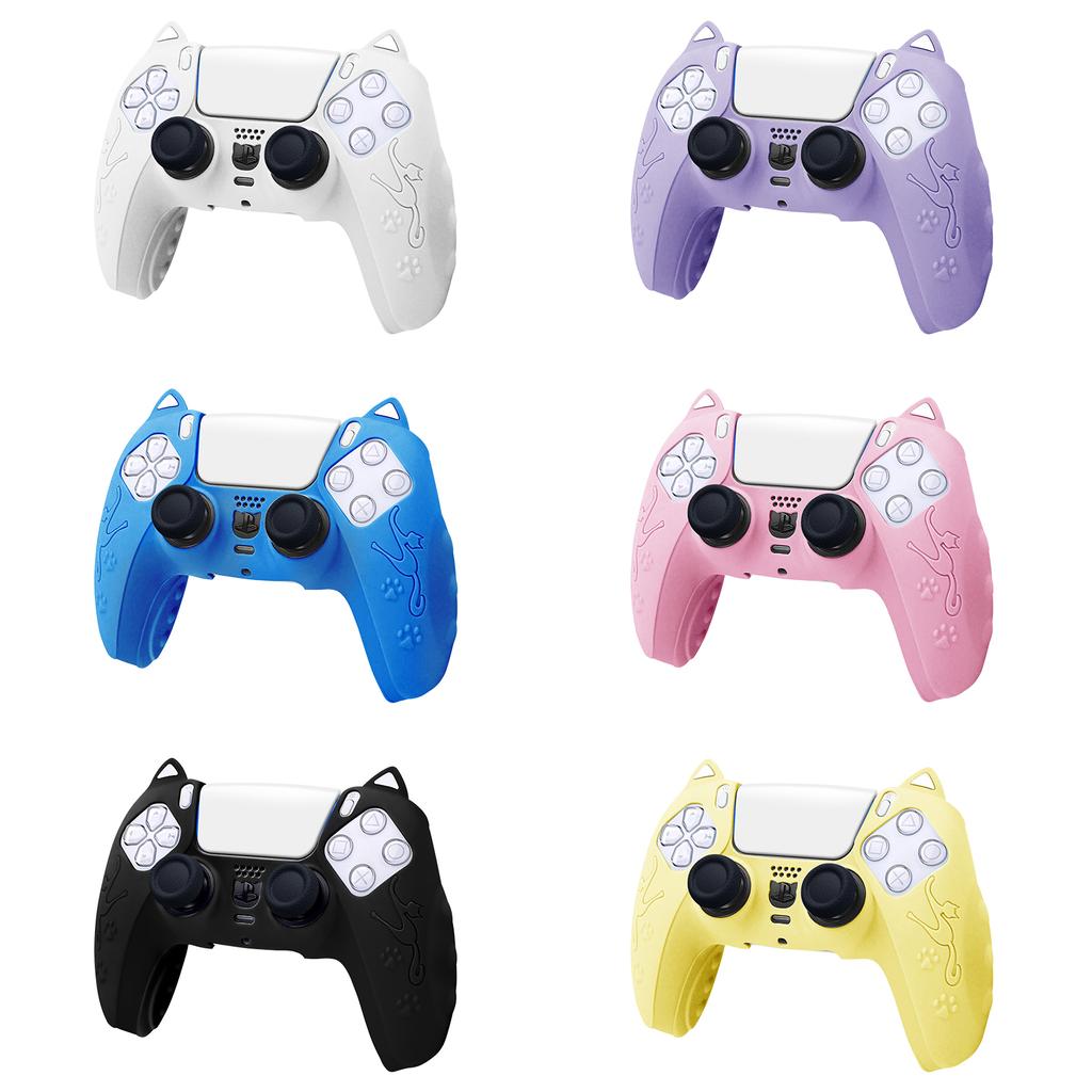 For SONY Playstation5 PS5 Controller Protection Case Soft Silicon Gel Rubber Skin Cover For PS5 Slim Gamepad Funda with Cat Ears