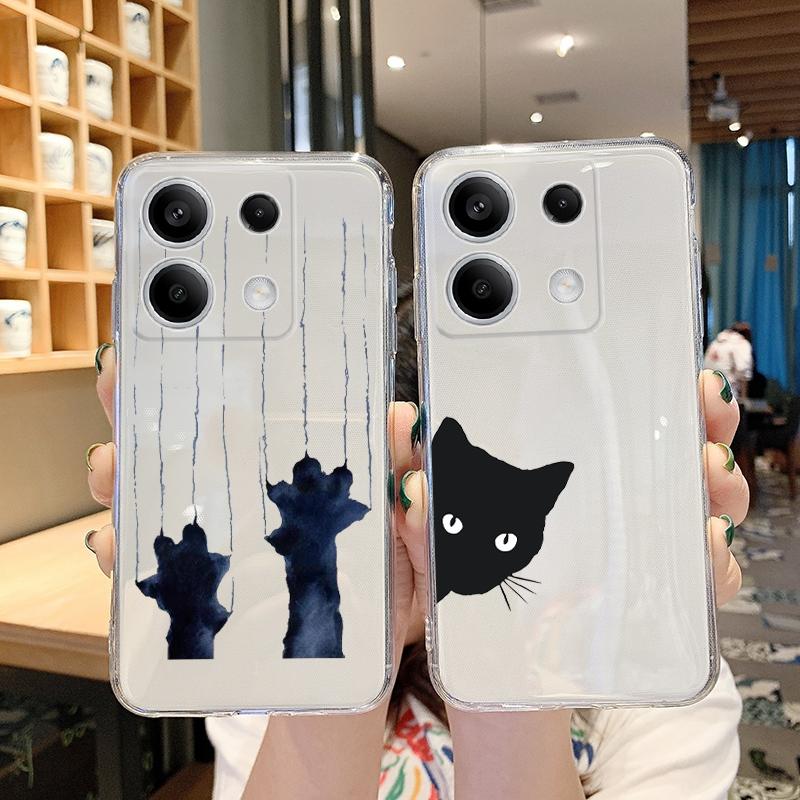 Měkké silikonové průhledné pouzdro s kresleným vzorem pro Xiaomi Redmi Note 13 Pro Poco C65 Samsung A55 A35 M35 S24 iPhone Ochranný kryt proti nárazu
