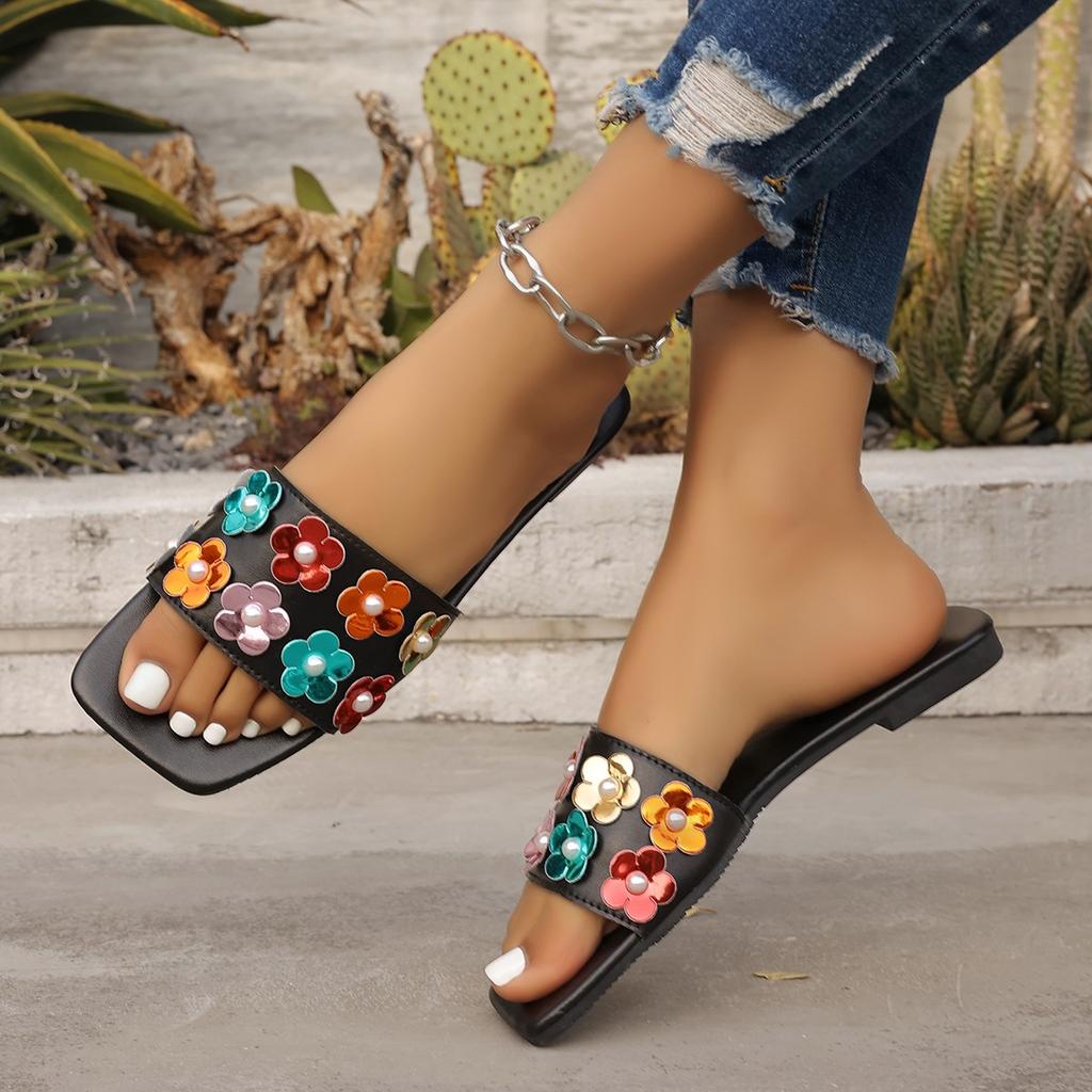Trend Women Slippers Fairy Style Home Shoes Casual Fashionable Versatile Rhinestone Sandals Summer Flat Slippers Slides Women