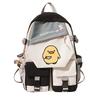 Mochila escolar de grande capacidade com alça de ombro; conjunto de estojo de lápis de três peças para estudante