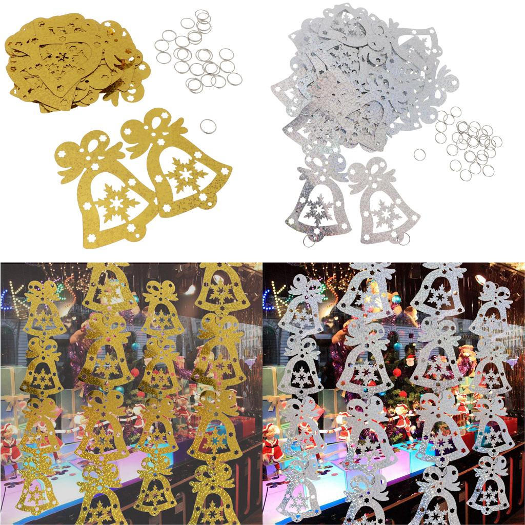 30pcs DIY Plastic Tinkle Bell Christmas Pendants Decoration - Silver