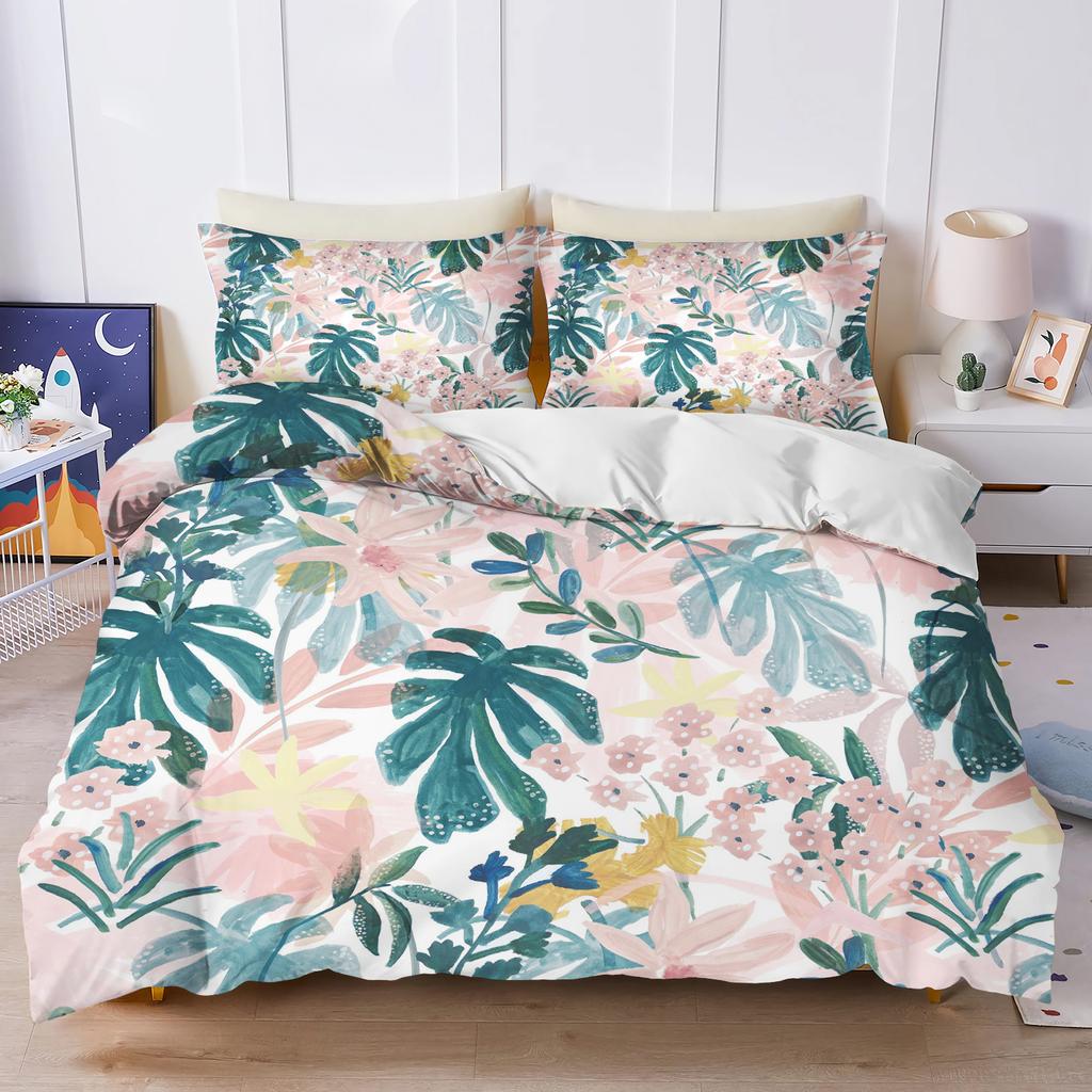 Plant Cute Flowers Bedding Set 3D Children'S Bedding Set Quilt Duvet Cover King Size Twin Covers Children Printed 100% Polyester