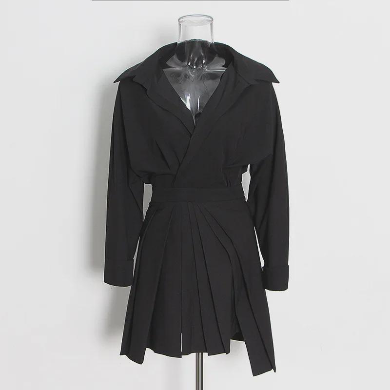 2025 Korean Women's Fashion: Irregular Solid Color Lapel Shirt + Short Skirt Suit