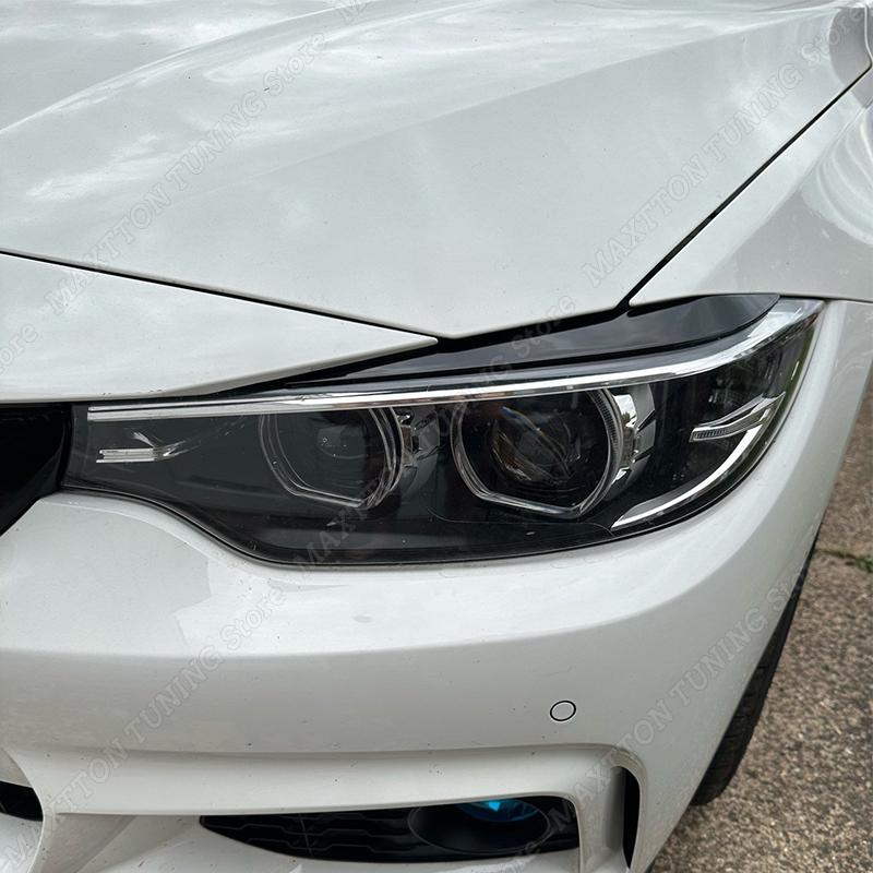 1 Pair Car Gloss Black Headlights Eyebrow Eyelids Trim For BMW 4 Series F32 F33 F36 M4 420d 420i 425d 430i 435i 440i 2013-2021