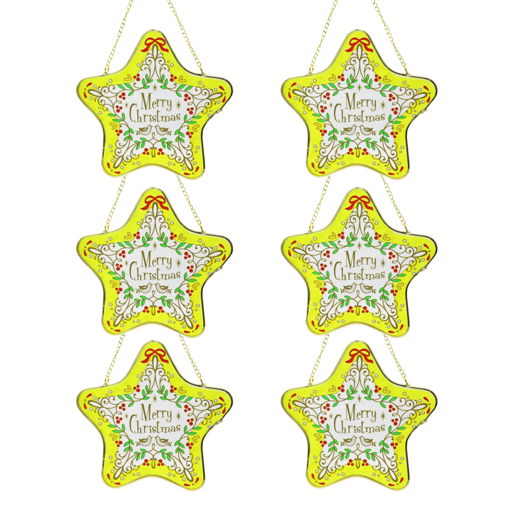 

Fourcart Cute Handmade Glass Stained Frame: Christmas Star Shape x 6 Pieces