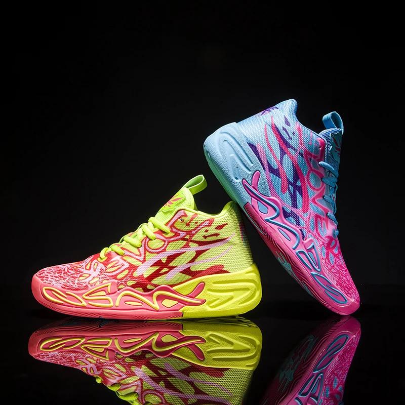 Mens Basketball Shoes Non-Slip Breathable Outdoor Sneakers Fashion Graffiti Sports Training Shoes for Running Walking