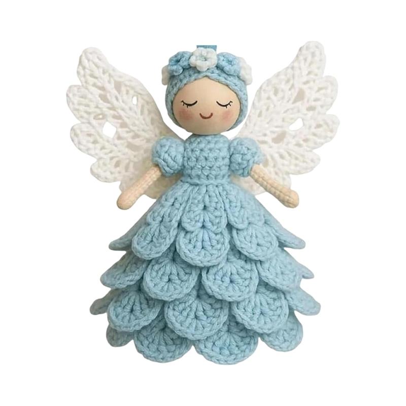 

Crochet Christmas Angel Craft Set Includes Step-by-Step Instruction Hook Yarn for Beginner Handmade Holiday Decoration синий