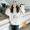 Schattige Meisjes Patchwork Cartoon Hoodie met Lange Mouwen en Fluwelen Kraag - Herfst/Winter