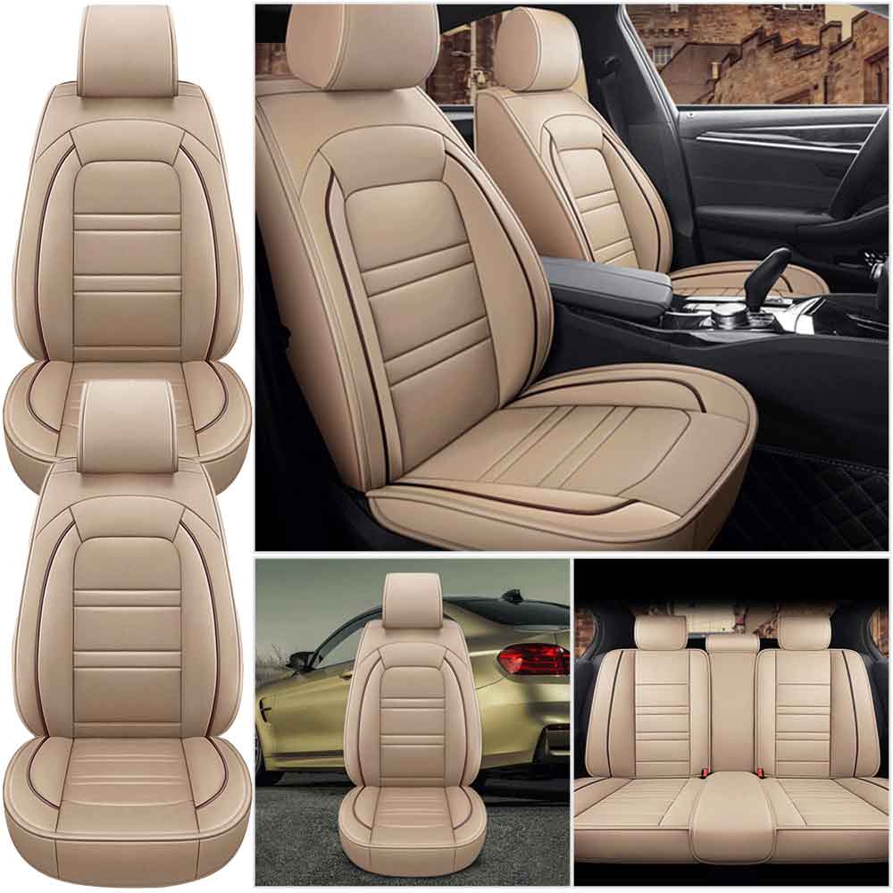 Universal 5-Seat PU Leather Car Seat Covers Full set Front Rear Seat Cushion Anti-scratch Protection Four Season
