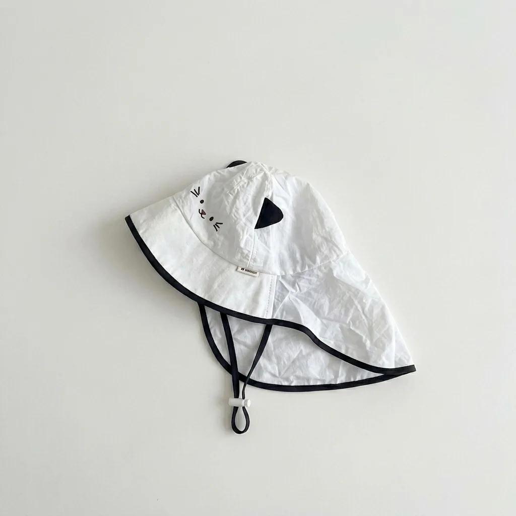 2026 Baby Summer Hat 2-6T Cartoon Animal Girls Sunshade Hat with Shawl Thin Ventilate Kids Sun Hat
