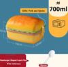 Hamburger Lunch Box Double Tier Cute Burger Bento Box Microwave Children School Meal Food Container Fork Tableware Set Gifts