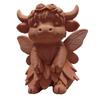 Rustic Highland Cow Ornament, Terracotta Color 3D Printed Cow Statue, Cute Highland Cow Figurine for Home Desk Shelf Farmhouse Decor