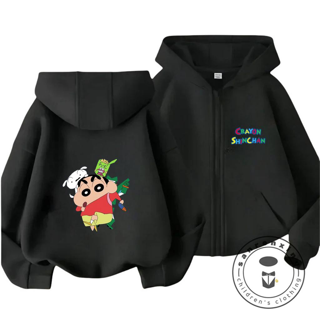 Heißes Trendiges Reißverschluss Kapuzenpullover Niedlicher Stil Winter Hoodie Für Kinder Crayon Shin Chan 3 14 Jahre